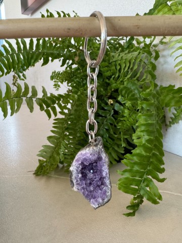 Amethist cluster sleutelhanger